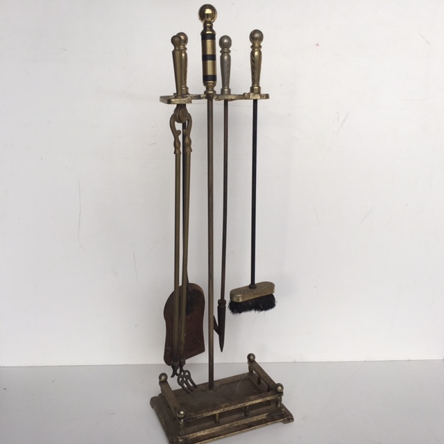 FIRE TOOL SET, Brass Set Tall